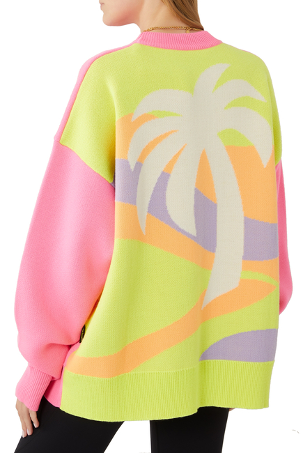 Intarsia Palm Graphic Sweater